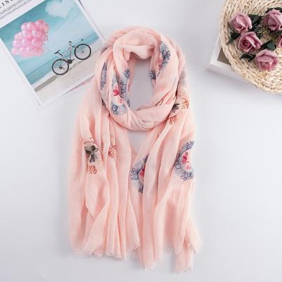 China New Fashionable Muslim Prayer Women's Muslim Prayer Scarf New Flower Cotton Embroidery Hijab Instant Shawl Ladies Scarf for sale