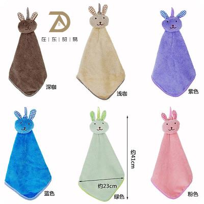 China Cartoon Child Safe Kids Cleaning Microfiber Kitchen Hanging Hand Towel for sale