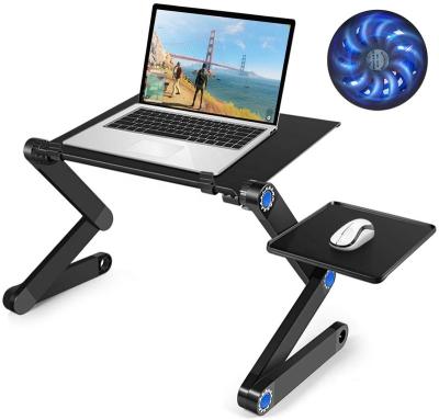 China Adjustable (Height) Adjustable Aluminum Laptop Table With Fan Folding Bed Stand Table for sale