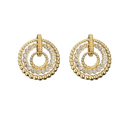 China 2021 ES036 TRENDY Most Popular 18k Gold 18k Gold Symmetric Hollow Silver Design Circle Earrings Stud Earrings For Women for sale