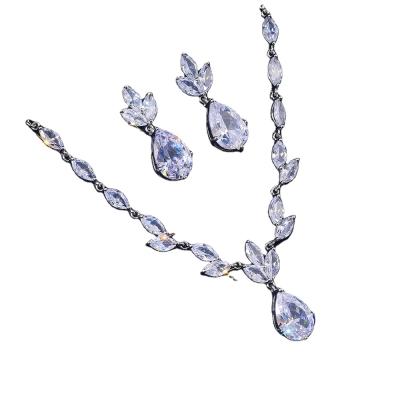 China 2021 TRENDY luxury africa dubai jewelry bridal jewelry set hot sale waterdrop zircon jewelry for women for sale