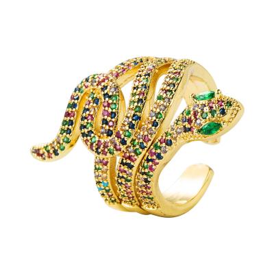 China R013 FASHIONABLE Europe and America Fashion Snake Ring Hot Luxury High Quality 18k Gold Multilayer Gemstone Rings Fine Jewelry for sale