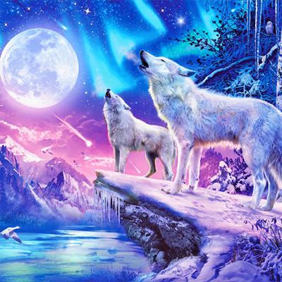 China White Wolf and Moon CLASSIC DIY 5D Diamond Painting Home Decor for sale