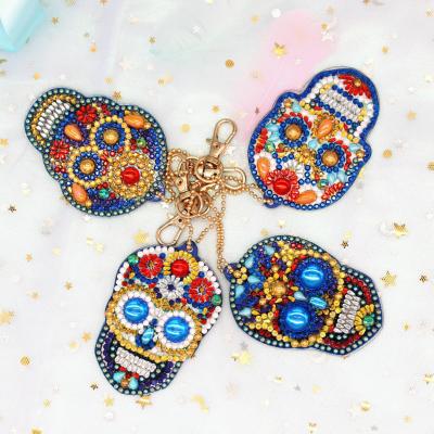 China Diamond Icecream Keychain Diamond Embroidery Keyring Key Chain Set Decoration 4/5pcs/set Ghost Head Handicraft 5D Diamond Art Keychain for sale