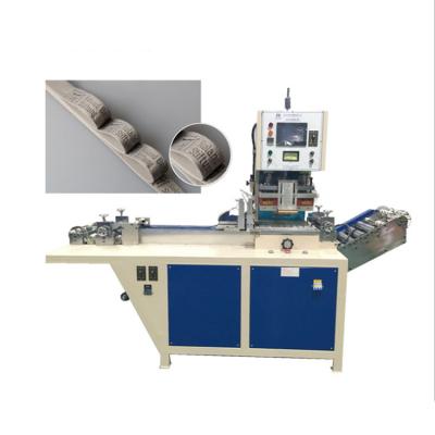 China Textile Fabrics Direct High Frequency Engraving Logo Embossing Making Machine For Polyester Woven Elastic Band For Underwear for sale