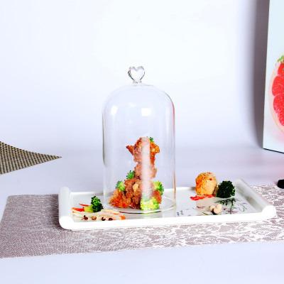 China China Clear Love Dome Dessert Food Glass Cake Flower Rose Display Dome Glass Cover Tableware Glass Cookware for sale