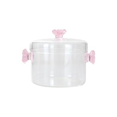 China Heat Resistant High Borosilicate Glass Stew Heat Resistant Milk Pot With Lid Glass Pots For Cooking On The Stove for sale