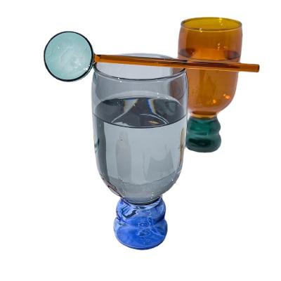 China Minimalist High Borosilicate Color Glass Drinking Glass Cup Beverage Mug Shaped Colored Glass Mug for sale