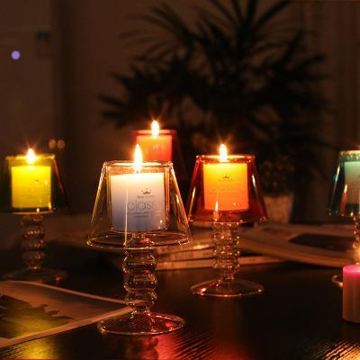 China Europe Style Home Party Decoration Candle Cup Holder Glass Candlestick for sale