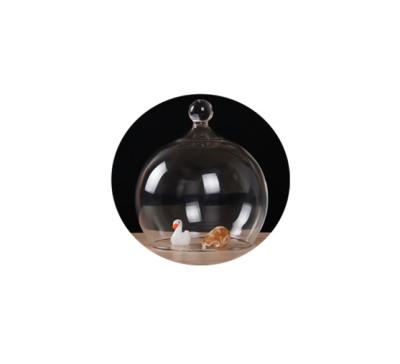 China China Customized Hand Blown Round Clear Glass Display Cake Dome Cover Cloche for sale