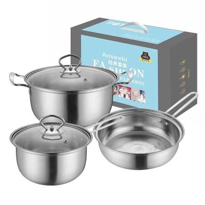 China Sustainable 2021 Pcs Stainless Steel 6 Cookware Set Nonstick Cooker Set for sale