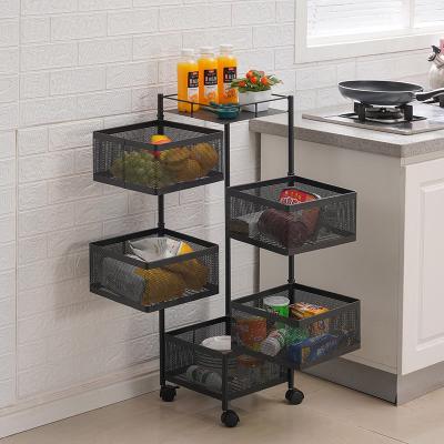 China Modern Five-Layer Vegetable Storage Rack Kitchen Floor Storage Rack Multi-function Rotating Multi-Layer for sale