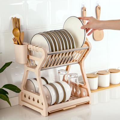 China Multi-Layer Finished Kitchen Rack Dishes Storage Rack Tabletop Drain Solid Bowl Rack Household for sale