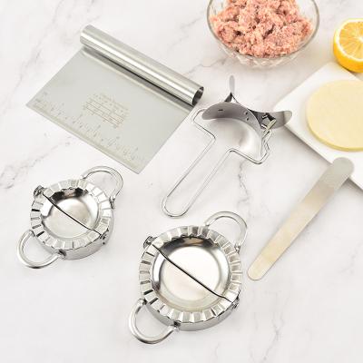 China Easy Dumpling Mold With Skin Cutter Household Kitchen Dumpling Clip Stainless Steel Dumpling Mold Set for sale