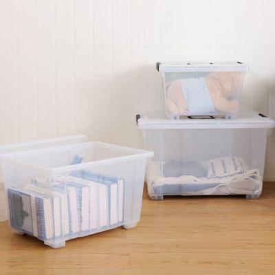 China Quilt Clear Plastic Book Box Storage Box Storage Finishing Pulley With Lid Outdoor Portable Vehicle Mounted Storage Box for sale