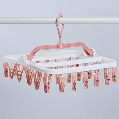 China Multi-clip / Multi-clip 32 Folding Clip Multi Head Rotating Hanger Square Thickened Drying Rack Kids Wardrobe Adult Plastic Coat Hanger for sale