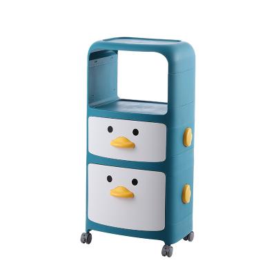 China Modern cartoon drawer storage cabinet baby wardrobe household thickened children's storage cabinet for sale