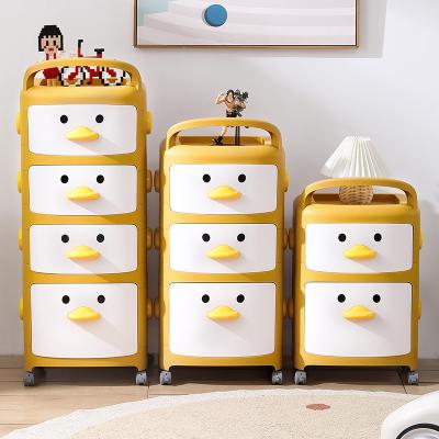 China Modern cartoon drawer storage cabinet baby wardrobe household thickened children's storage cabinet for sale