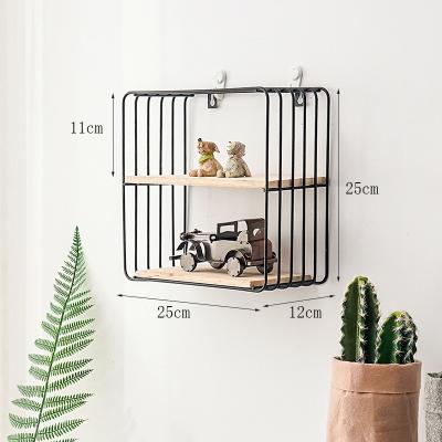 China Beautiful Iron Wall Storage Rack Living Room Bathroom Wall Hanging Square Basket Kitchen Wall Mounted Storage for sale