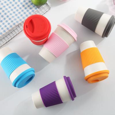 China Sustainable Creative Bamboo Fiber Cup Silica Gel Cup Cover Drinkware Mug for sale