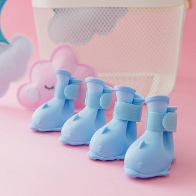 China XL Small Pet Silicone Rain Boots Non-slip Waterproof Pet Shoes Dog Teddy Stocked Rain Boots for sale