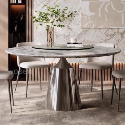 China Nordic modern soft design light luxury dining table around restaurant hotel household luxury dining table for sale