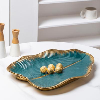 China Home Jewelry Tray Porcelain Dessert Plate Viable Nordic Ceramic Leaf Dish Banana Style Decor Storage Dish for sale