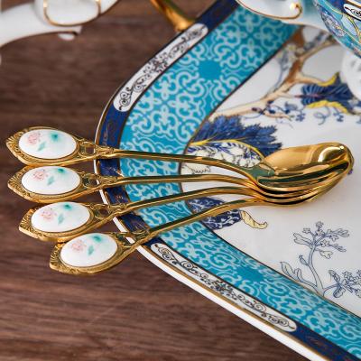 China Viable Golden Tea Stainless Steel English Spoon Small Tableware Spoon Golden Stirring for sale