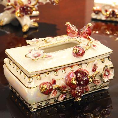 China Minimalist European Style Tissue Box Ceramic Decoration Creative Home Ornaments for sale