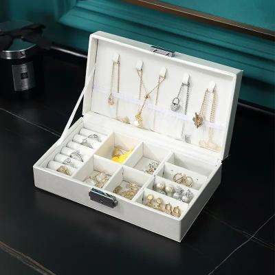 China China PU+Velvet Jewelry Storage Box Wholesale Acrylic Jewelry Box with Lock for Earrings Rings Necklace Bracelet Watch Storage Organizer for sale