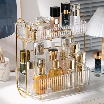 China 2 Tier Storage Shelf Rack Skin Care Rack Makeup Display Desktop Cosmetic For Bedroom Bathroom Organizer Storage Rack Box for sale