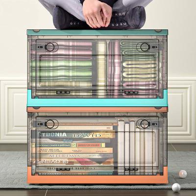 China New Fashion Home Student Book Storage Box Information Design Foldable Transparent Dormitory Book Finishing Storage Box Stored for sale