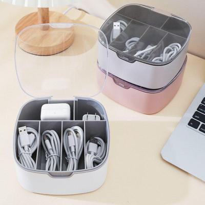 China Wholesale Price Stored Charger Box With New Function Usb Storage Box Data Wire Cable Power Earphone Transparent Organizer for sale