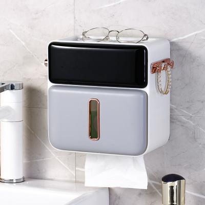 China Best Selling Modern Toilet Tissue Box Shelf Household Wall Storage Appliances Bathroom Mobile Phone Holder Sanitary Napkin Box for sale