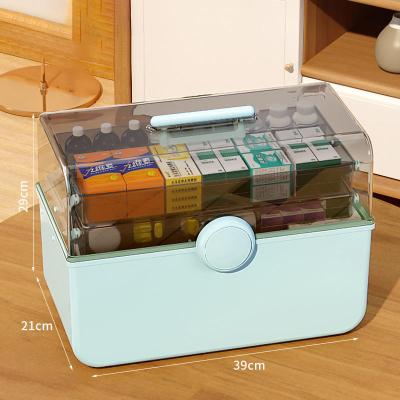 China Japandi New Function Large Capacity Storage Box Cosmetic Net Red Plastic Dust Proof Transparent Desktop Portable Medicine Storage Box for sale