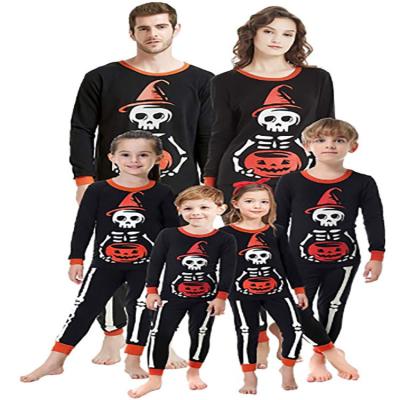 China Breathable Drop Shipping 2021 New Parent-child Family Home Clothes Men's and Women's Halloween Pixie Printing Pajamas Set for sale