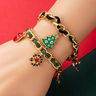 China Drop shipping mix and match CSI Christmas Tree Snowflake Snowman Bell TRENDY Christmas bracelet for sale