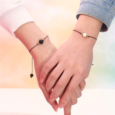 China Fashion romantic simplicity men's fresh drop shipping women's string the small bead the lovers volcanic stone bracelet for sale