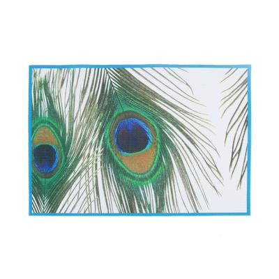 China WecharmHome Peacock Feather Cotton and Hemp Sustainable Single Meal Mats for sale