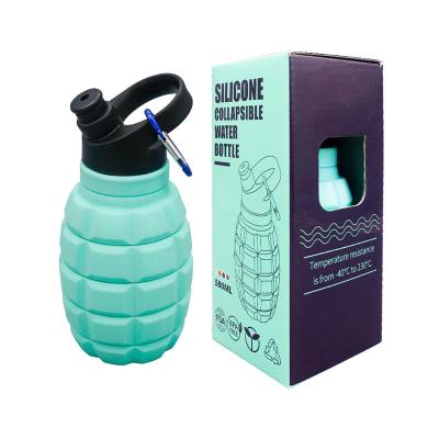 China Silicone 580ml Beverage Viable Reusable Folding Squeeze Bottle Sports Outdoor Collapsible Collapsible For Travel Silicone Water Bottles for sale