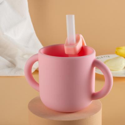 China Eco-Friendly Bpa Free Child Cups Bpa Free Portable Anti-drip Forming Silicone Baby Drinking Cup Snacks Bebe Holder Toddler Sippy Feeding for sale