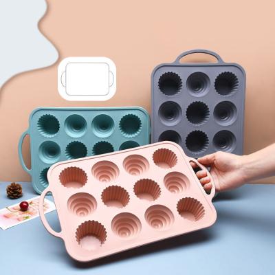 China 12 Cup Bakeware Viable Tray Food Grade Ice Cream Chocolate Roll Round Nonstick Mousse Bpa Free Vendor Silicone Steamed Hot Cake Mold for sale