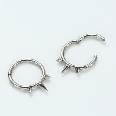 China Titanium ASTM F136 Titanium 3-Spike Hinged Segment Clicker Nose Circle Ring Jewelry for sale