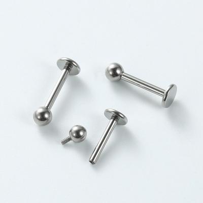 China Titanium Internally Threaded ASTM F136 Titanium Lip Labrets Stud With Sunken Balls Counter Jewels for sale