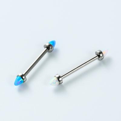 China Titanium Opal Bullet Titanium ASTM F136 Internally Threaded Nipple Bars Barbell Straight Body Piercing Jewelry for sale