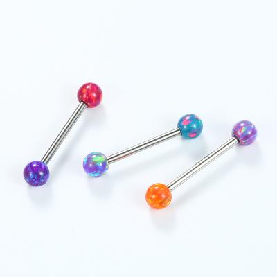 China ASTM F136 Titanium Titanium Internally Threaded Straight Barbell With Opal Set for sale