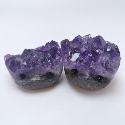 China China Wholesale Different Sizes 100% Natural Hand Cut Beautiful Amethyst Cluster Hedgehog Crystal Craft For Gift Or Healing for sale