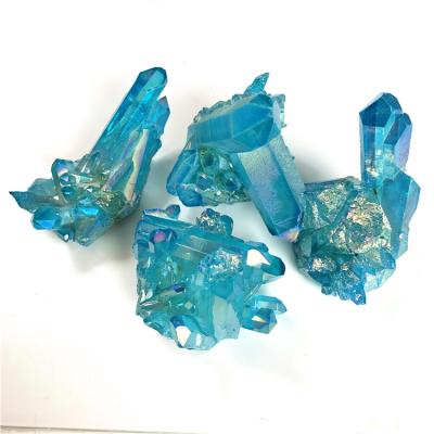 China Europe amazing small size plated blue quartz cluster reiki healing crystals craft for sale for sale