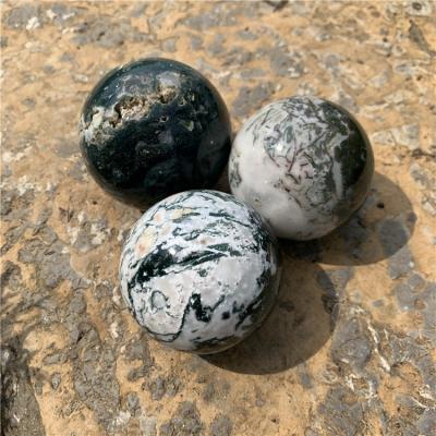 China Europe Whosale Price Natural Moss Agate Ball Polished Gemstone Globe Reiki Healing Crystals Sphere For Home Decoration for sale