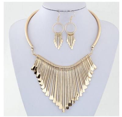 China Temperament CLASSIC All-match Silver Gold Explosion Fashion Finetoo Multilayer Tassel Necklace Earring Set Wedding Valentine's Day Gift for sale